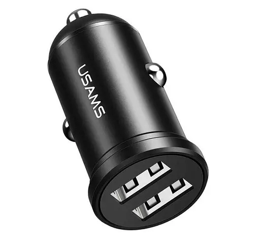 Автомобільний зарядний пристрій Usams CC114 C20 2.4A Dual USB Mini Car Charger Чорний - фото 1