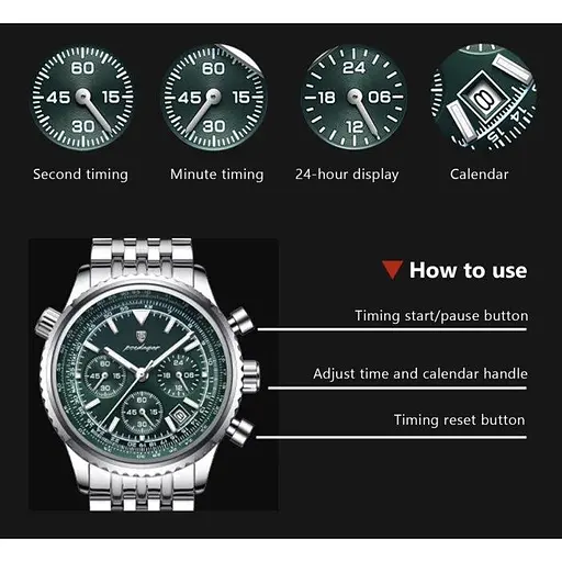 Чоловічий наручний годинник Poedagar Avalon (Сріблясті) - фото 7
