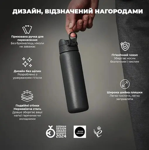 Пляшка для води ION8 металева вакуумна 500 мл Vacuum Insulated Grey (I8TS500GRY) - фото 4
