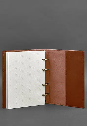 Шкіряний блокнот на кільцях (софт-бук) 9.0 з твердою коричневою обкладинкою - фото 5