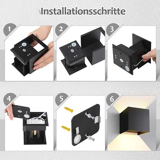 Светодиодный настенный светильник GHB 7 Вт Теплый белый водонепроницаемый IP 65 2700 K Черный - фото 6