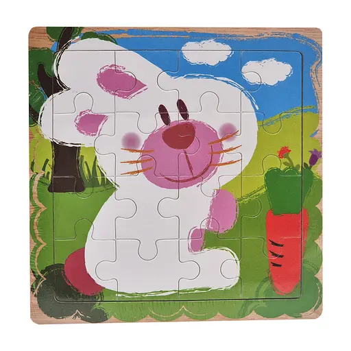 Деревяний пазл-вкладиш Кролик з морквою 73260-21, 16 деталей