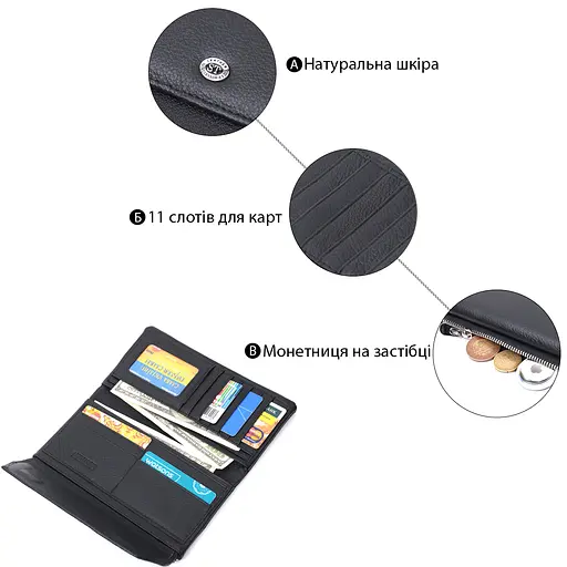 Жіночий шкіряний гаманець ST Leather 19.5х10.5х2 см acs0029413 - фото 4