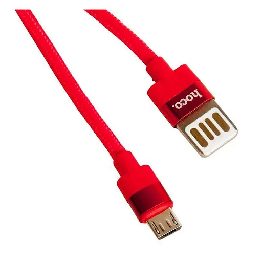 Кабель USB на microUSB Hoco U55 Outstanding двосторонній 120 см червоний - фото 1