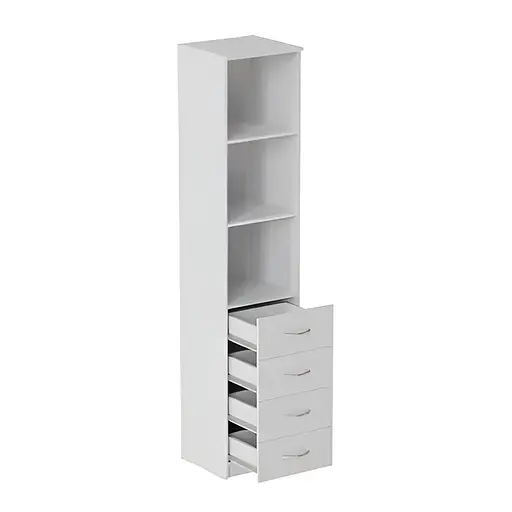 Пенал Анжело Ferrum-decor на 3 полки с 4 ящиками 1900x400x380 ДСП Белый 16 мм (FRD-104923)