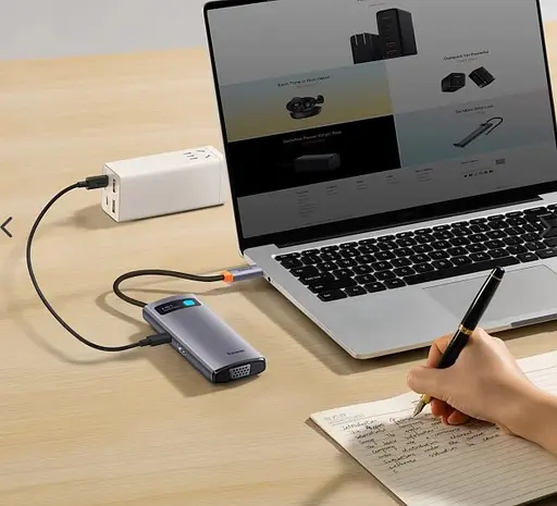 Хаб - конвертер Baseus Metal Gleam Series 6-in-1 Type-C Hub Docking Station CAHub-CW0G - фото 8