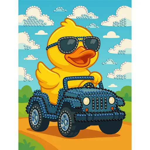 Алмазна мозаїка з частковою викладкою "Качка на машині" ©art_selena_ua Ідейка AMV1207, 15х20 см - фото 1