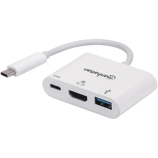 Док-станція USB3.1 Type-C --> HDMI/USB 3.0/PD 60W 4-in-1 White Manhattan