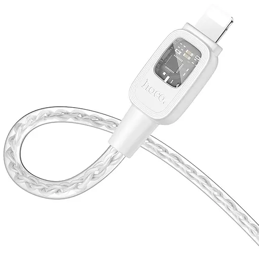 Дата кабель Hoco U124 Stone silicone power-off Type-C to Lightning (1.2m) Gray - фото 3
