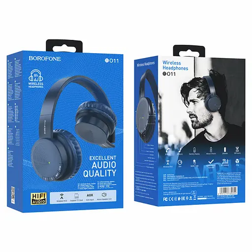Бездротова Bluetooth стерео гарнітура Borofone BO11 Сині - фото 3