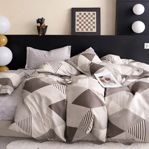 Комплект постельного белья Турция Семейка 100% хлопок Наволочки 70х70см два пододеяльника Дима Комплект с компаньоном Геометрия - фото 1