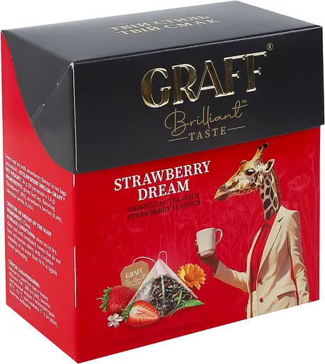 Чай зелений у пірамідках 20 шт Strawberry dream Graff (4820279611174)