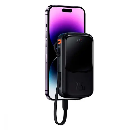 Портативна батарея Baseus PPQD040001 Qpow Pro 20000 mAh з вбудованим кабелем iPhone - фото 1