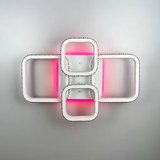 Світлодіодна LED люстра з RGB підсвіткою в білому корпусі | Арт. A 77074/2+2 RGB WT | Line F - фото 9