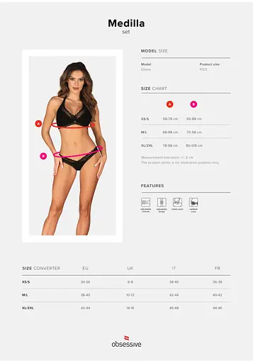 Комплект эротического белья Obsessive Medilla M/L черный - фото 7