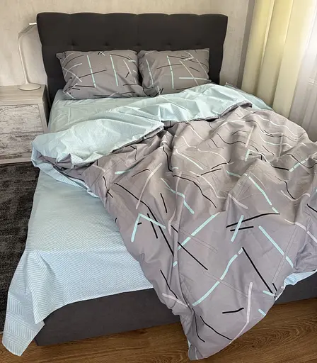 Постільна білизна бавовняна Кейптаун Півтораспальна 150 x 220 Бязь Блакитна 70 х 70