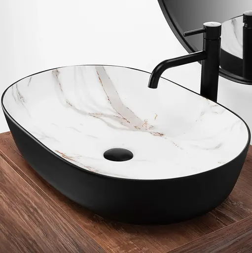 Умивальник Rea Cleo 61 накладний black aiax matt REA-U6625, Чорний матовий - фото 5