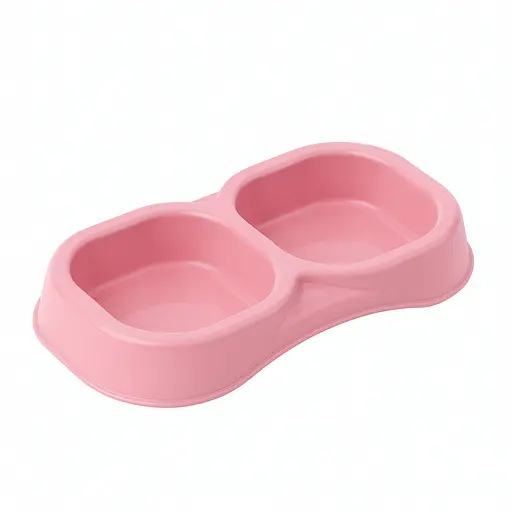Миска для корма пластиковая двойная Doppia Small 21x11,5x3h, 0,3 л, розовый