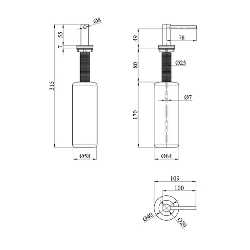 Дозатор для моющего средства Kroner KRP Spender - ECG039 (CV030011)  - фото 4