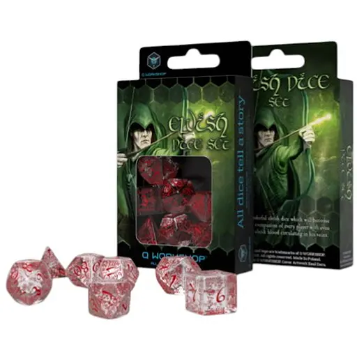 Набір кубиків Elvish Translucent & red Dice Set , 7 шт. (SELV05) - фото 1