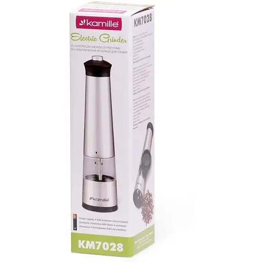 Млинок для перцю та солі  електричний  Kamille 22.5х5.8 см КМ-7028 - фото 4