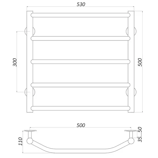 Полотенцесушитель UNIO LT W 500-500-5 Лестница Трапеция (20643) - фото 4