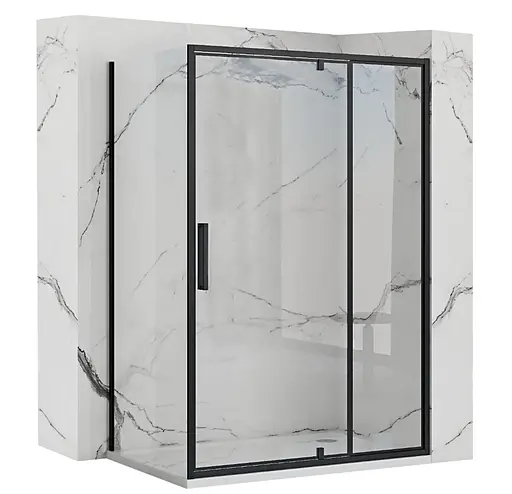 Душова кабіна Rea Rapid Swing 80x120 black REA-K6421 + REA-K6413, Чорний матовий, Універсальна, прозорий - фото 1