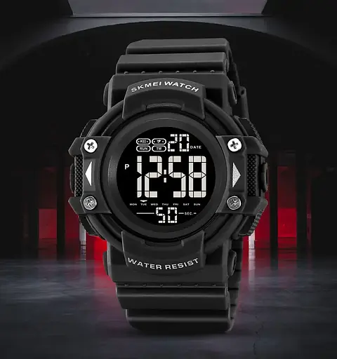 Часы мужские спортивные наручные Skmei 2195 (Черный с черным циферблатом) - фото 5