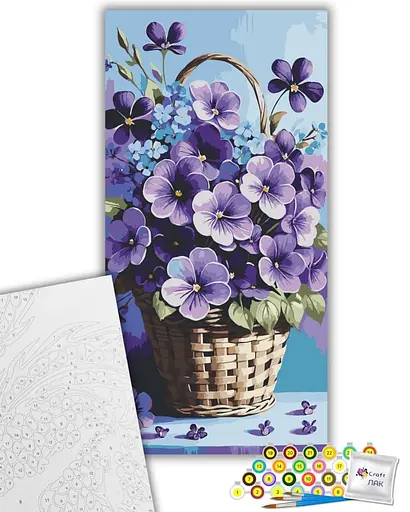 Набор для росписи ArtCraft Фиалки в корзине 40 x 80 см (13089-AC) - фото 2