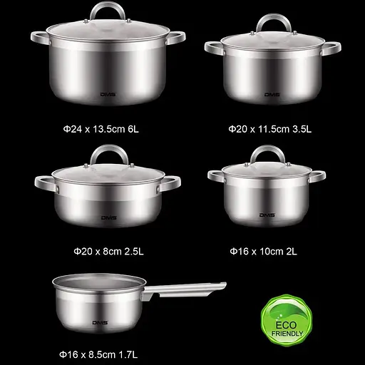 Набір каструль DMS TSE2009C з нержавіючої сталі - фото 3