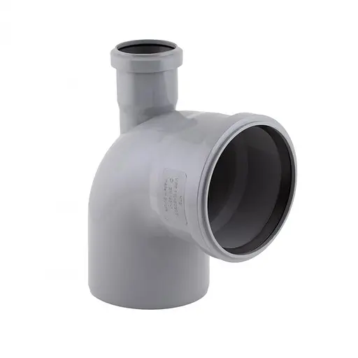 Колено канализационное с отводом TA Sewage 50х110х110, 90° (вверх) TR110013 - фото 1