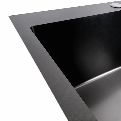 Кухонная мойка Platinum Handmade 60x50 (600x500x230 мм) PVD черная HSB, Черный - фото 5