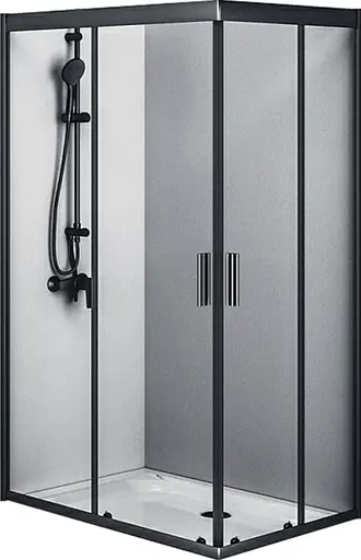 Душевая кабина Am.Pm Gem Twin Slide 120x80 см стекло прозрачное black matt W90UG-404-120280-BT, Черный матовый, Универсальная, прозрачная - фото 1