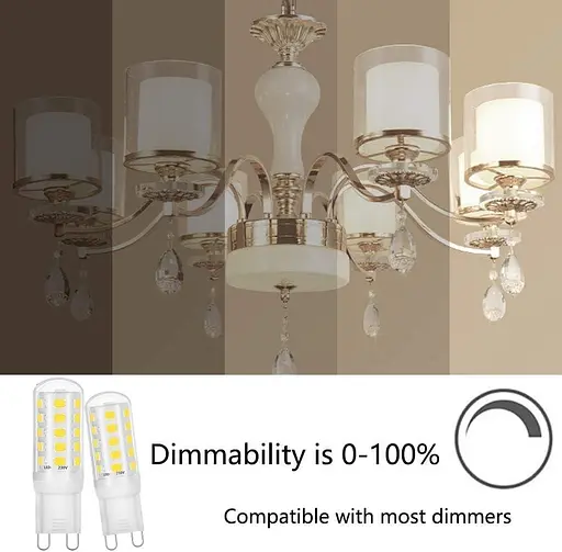 Светодиодные лампы Viaus G9 с регулировкой яркости, 3 Вт, дневной белый свет, эквивалент галогенным лампам 28–40 Вт, 3 Вт, G9 40 - фото 2