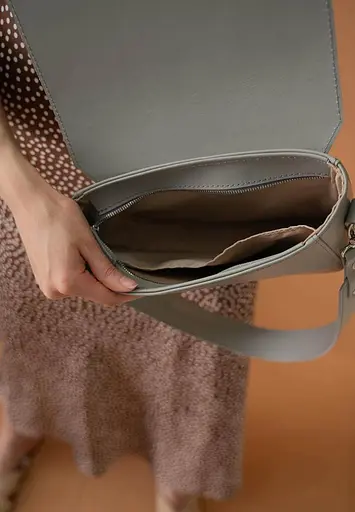 Жіноча шкіряна сумка Ruby L сіра - фото 6