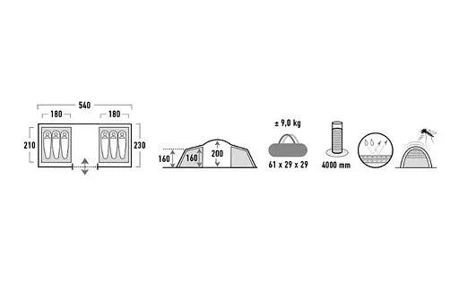 Намет шестимісний High Peak Como 6.0 Dark Grey/Green (10263) 929535 - фото 4