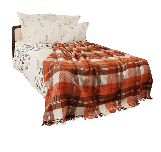 Плед вовняний Vladi Ельф 170х210 оранж-теракот-білий 2 (1101) - фото 1