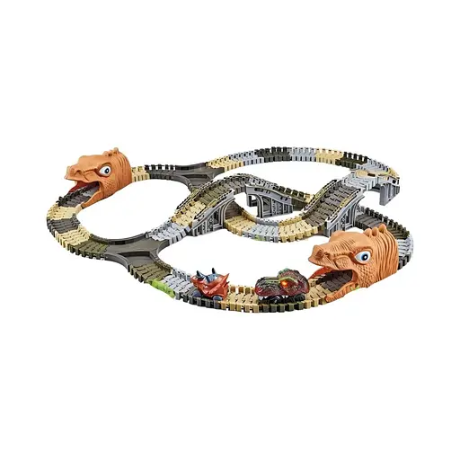 Трек P 931, 2 машинки, підсвітка, фігурки динозаврів, муляжі оточення 271 елемент