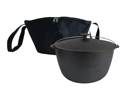 Казан чавунний туристичний 10 л з кришкою, чохлом та триногою - фото 8