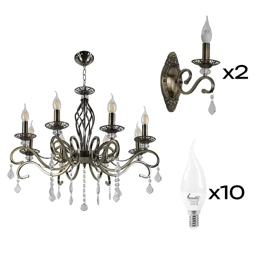 Комплект: Люстра Sirius B N1208/8 + 2 Бра B N1208/1W з лампочками