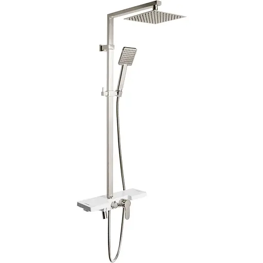 Душова система Rea Lucas хром з виливом та полицею REA-P0221, Хром - фото 1