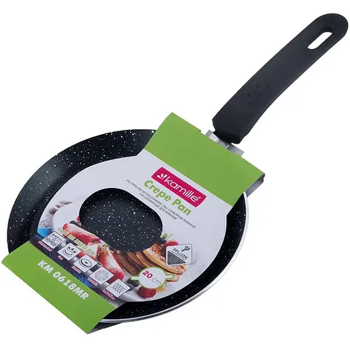 Сковорода блинная с мраморным покрытием Kamille 20 см Черная 000275357