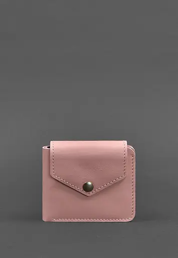 Кожаный портмоне 4.2 на кнопке розовое - фото 2