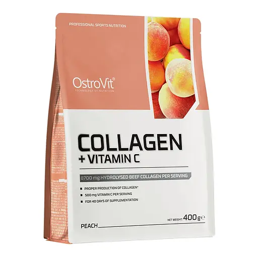 Препарат для суглобів і зв'язок OstroVit Collagen + Vitamin C Персик 400 г
