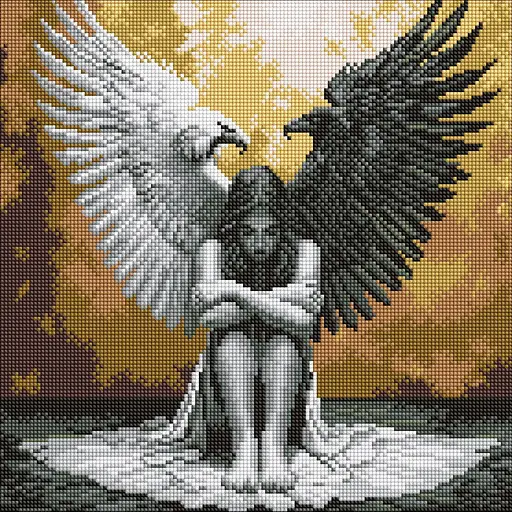 Набор с алмазной мозаикой на подрамнике Две стороны души Ideyka AMO8199, 40x40 см