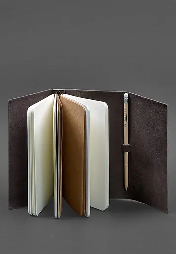 Шкіряний блокнот (Софт-бук) 1.0 темно-коричневий Краст - фото 3