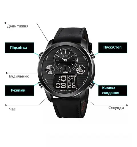 Чоловічий спортивний годинник Skmei 1653 (Чорний) - фото 7