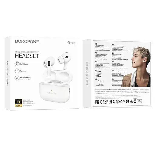 Бездротові TWS навушники Borofone BW59 White - фото 6