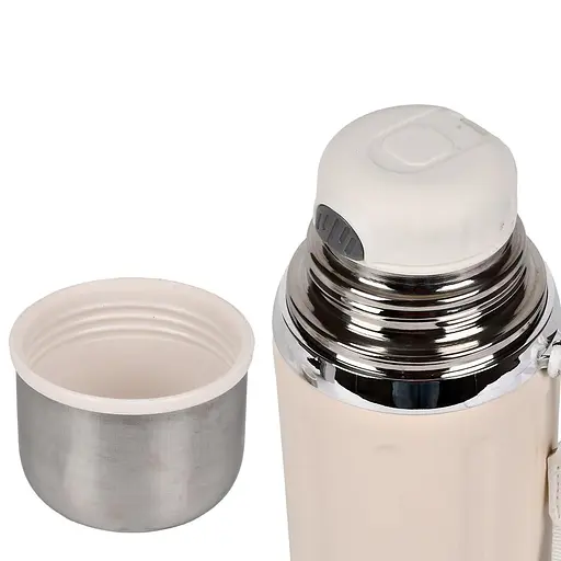 Термос із кнопковим дозатором та чашкою Stenson MT-5349 пластиковий з ручкою 600мл Білий - фото 5