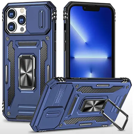 Ударостійкий чохол Epik Camshield Army Ring для Apple iPhone 12 Pro/12, 6.1 Синій/Navy